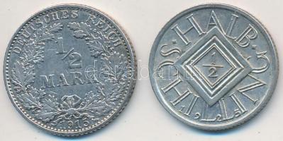 Vegyes: Ausztria 1925. 1/2Sch Ag + Német Birodalom 1915E 1/2M Ag T:2
Mixed: Austria 1925. 1/2 Schil...