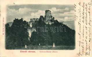 1899 Zboró, Zborov; várrom, kiadja Divald Adolf / castle ruins (vágott / cut)