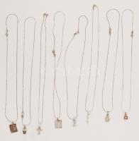 Ezüst(Ag) nyakláncok apró ezüst(Ag) medálokkal, jelzett, 8 db, br: 16,6 g