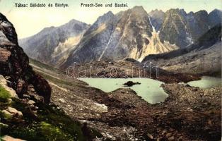 Tátra, Tatra; Békás tó és Bástya, kiadja Cattarino S. utóda Földes Samu / lake, peak