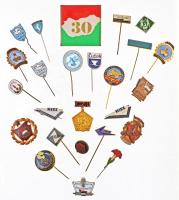 25db vegyes magyar és külföldi szocialista kitűző, jelvény, kitüntetés, közte "Május 1." festett fém kitűző, "Dutra Vöröscsillag Traktor" aranyozott, zománcozott fém kitűző  T:2,2-