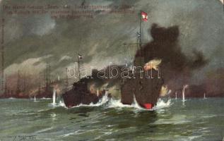 Der kleine Kreuzer Zenta und Torpedobootzerstörer Ulan im Kampfe mit der gesamten französischen Flotte / WWI K.u.K. Navy Kriegsmarine s: Harry Heusser