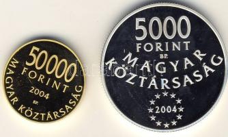 2004. 50000Ft Au 13,964g + 5000Ft Ag "Magyarország az EU tagja" pár T:PP Csak 7000db!