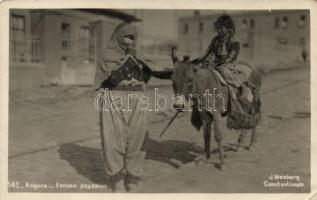 Ankara, Angora; Femme paysanne / peasant woman, donkey, Turkish folklore (EK)