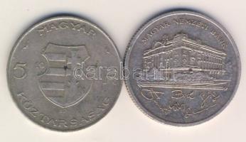 1947. 5Ft Ag + 1992. 200Ft Ag "MNB" T:2