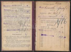 1905 Budapesti férfi és női ruha készítők ipartestülete tagsági könyve 46 db ipartestületi tagdíjbél...