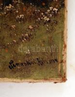 Nemeskéri jelzéssel: Betakarítók. Olaj, vászon, sérült, keretben, 60×80 cm