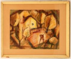 Gál Sándor (1898-1979): Kertben. Pasztell, papír, jelzett, üvegezett keretben, 40×60 cm