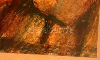 Gál Sándor (1898-1979): Kertben. Pasztell, papír, jelzett, üvegezett keretben, 40×60 cm