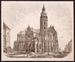 1857 Weinem C. Reiwel (?-?): A kassai Székes-Egyház, rotációs fametszet a Vasárnapi Újság egyik 1857-es számából, dúcon jelzett, papír, 14x26cm