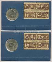 Amerikai Egyesült Államok 1972. Amerikai függetlenségi háború bicentenáriuma - George Washington aranyozott fém emlékérem bélyeges borítékon, elsőnapi bélyegzéssel (2x) T:1  USA 1972. American Revolution Bicentennial - George Washington coin letter with FDC stamp (2x) C:UNC