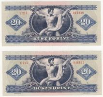 1975. 20Ft (2x) kis ugrású sorszámokkal T:II+ Csak egyszer hajtva, törve nem!