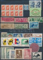 42 db levélzáró, kényszerfelár-, segély-, tagsági bélyeg 2 stecklapon, kivágáson