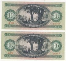 1969. 10Ft egymásutáni (3x) + kis ugrású sorszámokkal (1x) T:I