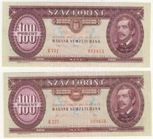 1989+1992. 100Ft 2klf db T:I- Mindkettő hátlapján ráragadt papírmaradék.
