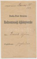 1885-87 Hadmentességi díjkönyvecske Bartók Géza későbbi minisztériumi tisztviselő, Bartók Béla nagybátyja részére. 20x12 cm.