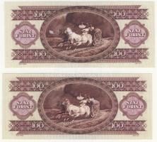 1989+1992. 100Ft 2klf db T:I- Mindkettő hátlapján ráragadt papírmaradék