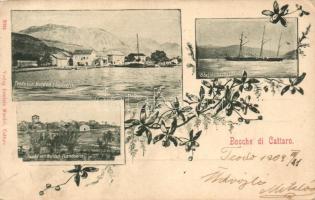 Tivat, Teodo; Bocche di Cattaro / Bay of Cattaro, sailing ship, floral (EK)