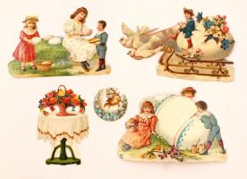 cca 1900 5 db húsvéti, ünnepi dísznyomtatvány, litho.