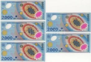 Románia 1999. 2000L (5x) "Napfogyatkozás" 3x egymásutáni + 2x kis ugrású sorozatszámokkal ...