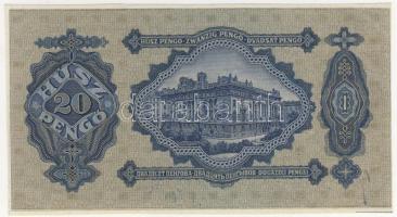 1930. 20P Kötelespéldány! 000-ás + vágási hiba, illesztőkereszt, fehér szegély, alapnyomat elcsúszás...