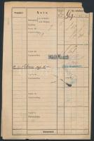 1877 Vasúti fuvarlevél. Pecsétekkel, aláírásokkal, illetékbélyeggel. Felső sarkában kis hiány. 27x17...