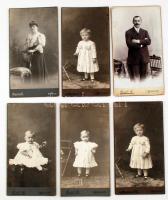 cca 1902-1909 Bp., 6 db keményhátú fotó a Medek Fényképész család tagjairól, 20x11 cm