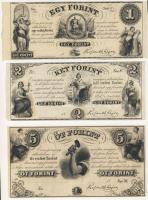 Emigrációs "Kossuth bankók" 18.. Philadephia 1Ft T:II, 2Ft T:I, 5Ft T:I