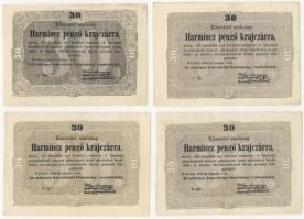 1848. 30kr "Kossuth bankó" előlap durva elmosódott festékelfolyásokkal tarkított nyomat T:...