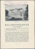 cca 1920 Háromnyelvű prospektus a Balatonföldvár Gyógyfürdőről. Magyar mellett angol és német leírással, számos képpel. 15 p. 16x12 cm.