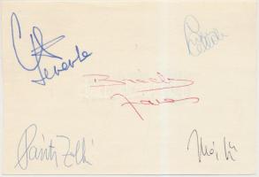 Az Illés-együttes tagjainak aláírása papíron, hátoldalon az Illés Klub pecsétjével