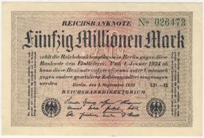 Német Birodalom 1923. 50.000.000M T:I- sarokhajtás