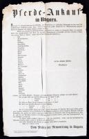 1853 A hadügyminisztérium lóvásárlási plakátja. 39x24 cm.