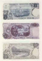 Argentína 1973-76. 5P,10P,50P,100P,500P T:I,I- + 1985-89. 1A,5A,10A,50A,100A T:I