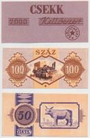 ~1960-1970. "50" (5x) + "100" szövetkezeti szükségpénz (5x) + "2000" szövetkezeti csekk (5x) T:I,I-