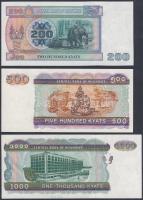 Myanmar 1990. 1K + 1991-98. 50P-1000K teljes sor T:I