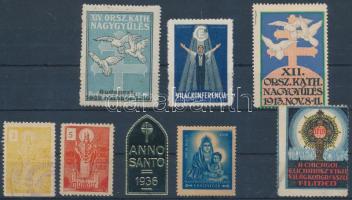 1913-1938 8 klf katolikus levélzáró, közte dombornyomás