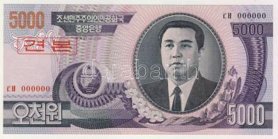 Észak-Korea 2002. 5000W (2x), egyik "Specimen" fny-sal T:I