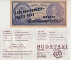 1946. Bankjegyszerű 1.000.000.000P-s röpcédula kétoldali "Erős demokrácia=Stabil pénz - Szavazz...