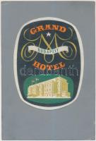 Jelzés nélkül: Grand Hotel Budapest. Vegyes technika, papír,  20x14 cm