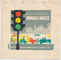 Jelzés nélkül: Hangos kresz. Vegyes technika, papír, jelzés nélkül, 15x15 cm