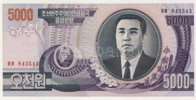 Észak-Korea 1992-2002. 1W-5000W 8klf bankjegy, teljes sor T:I