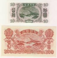 Észak-Korea 1947. 1Ch-100W 7klf bankjegy, teljes sor T:I
