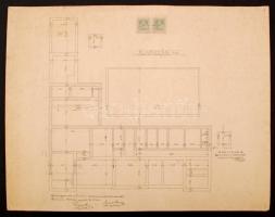 1903 A szarvasi Artézi Gőz-, Kád- és Uszoda Fürdő tervrajzai, 4 db, 40x48 és 48x59 cm VÉDETT!