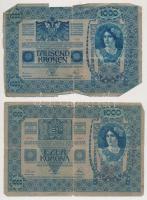 1902. 1000K (3x) kettő felülbélyegzett, az egyik román felülbélyegzés T:III-,IV