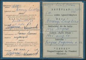 1951 Fényképes IBUSZ igazolvány vászontokban. 11x8 cm