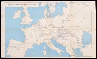 1967 Magyarország vasúti térképe, hátoldalán a külföldi összeköttetések hálózatával, 40x62 cm