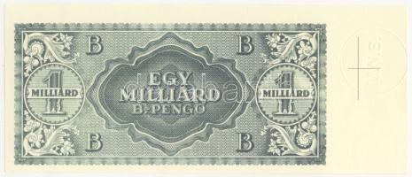 1946. 1000.000.000B.-pengő "zöld" jobb felső ívszéllel "M.K.B" szárazbélyegzővel, illesztőkereszttel, csak hátlapi nyomat T:I