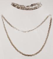 Ezüst nyaklánc és karkötő, Ag., nettó: 14.4gr., jelzett, 42cm, 17cm /Silver necklaces and bracelets, Ag,., 14.4gr. marked, 42cm, 17cm