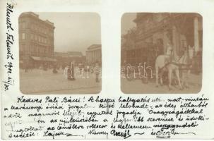 1902 Budapest VIII. Nemzeti Múzeum, lovaskocsi, villamos, photo (EB)